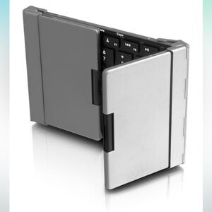 Aluratek Portable Aluminum Tri-Fold Bluetooth keyboard.